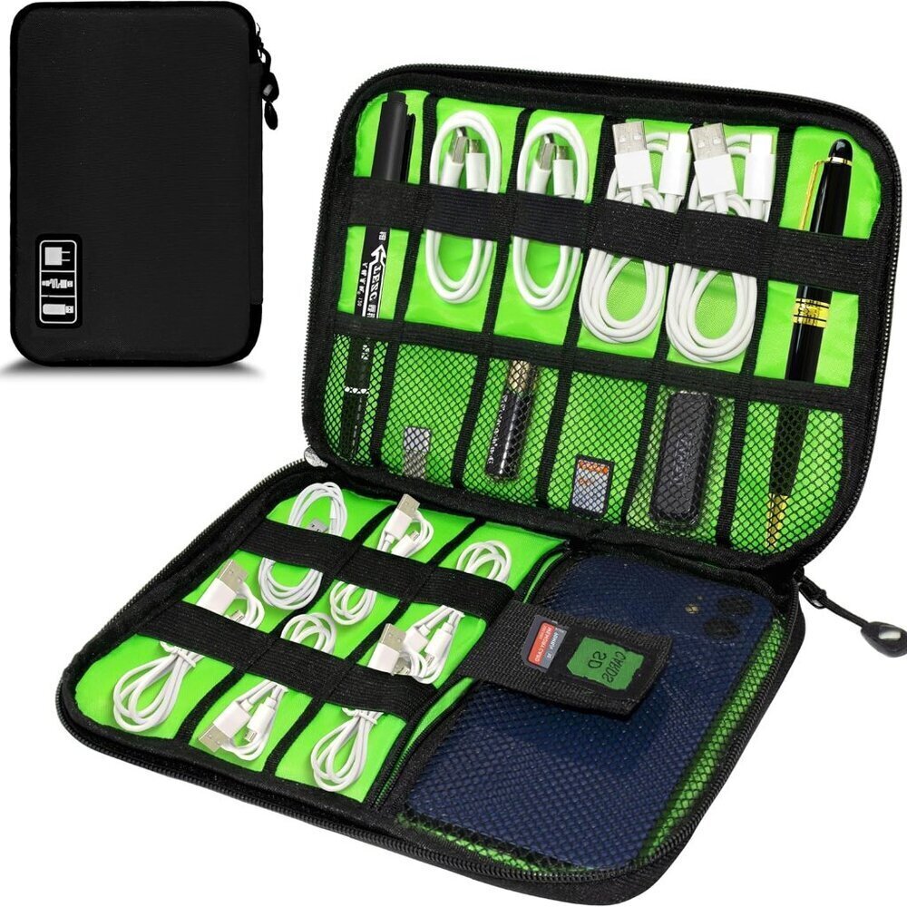 Portable Cable Organizer Pouch Travel 9.84x7in